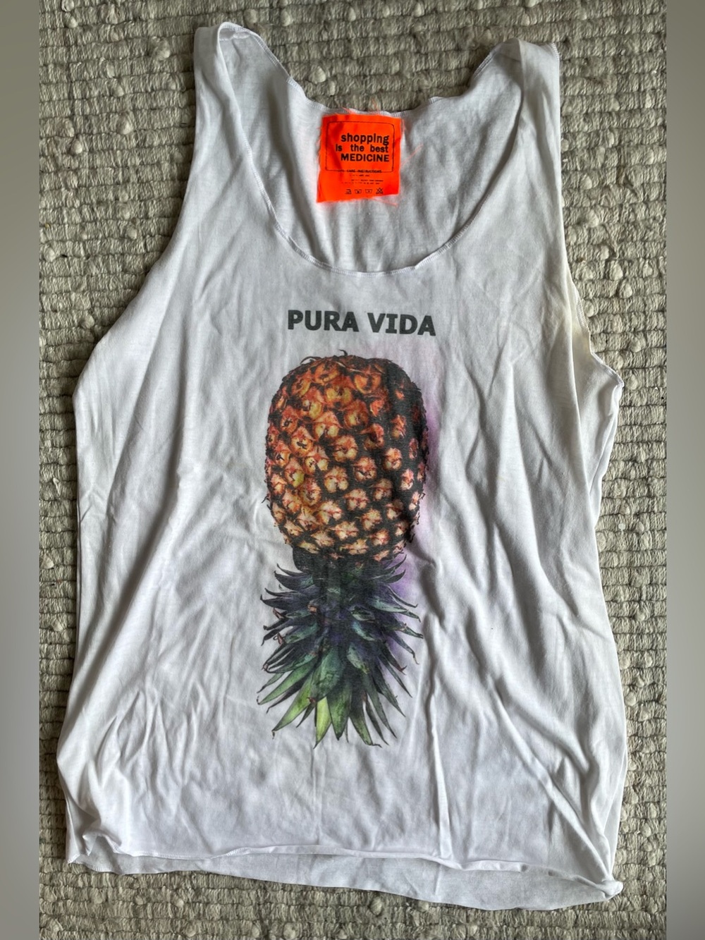 Pura Vida White Pineapple Print Tank